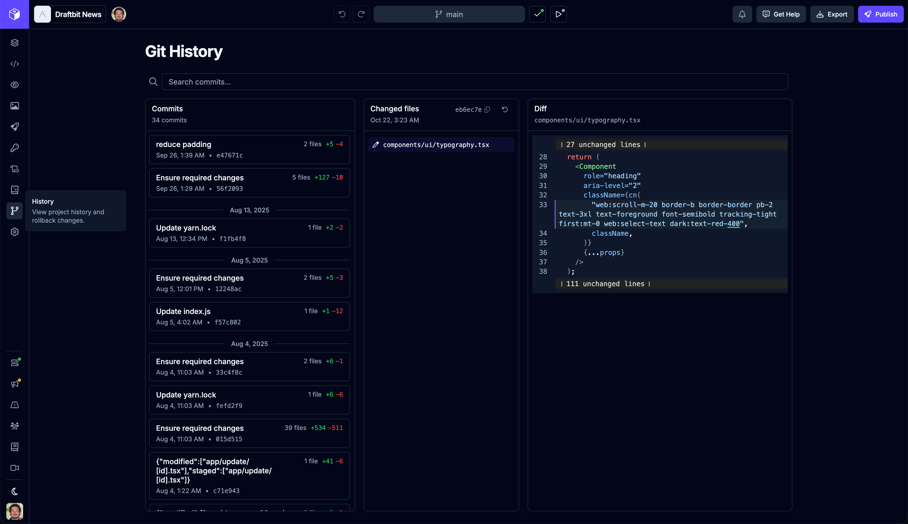 V2 Git History